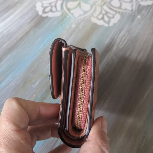 Coach Pink Croc-Embossed Wallet with Gold Hardware - Picture 6 of 11